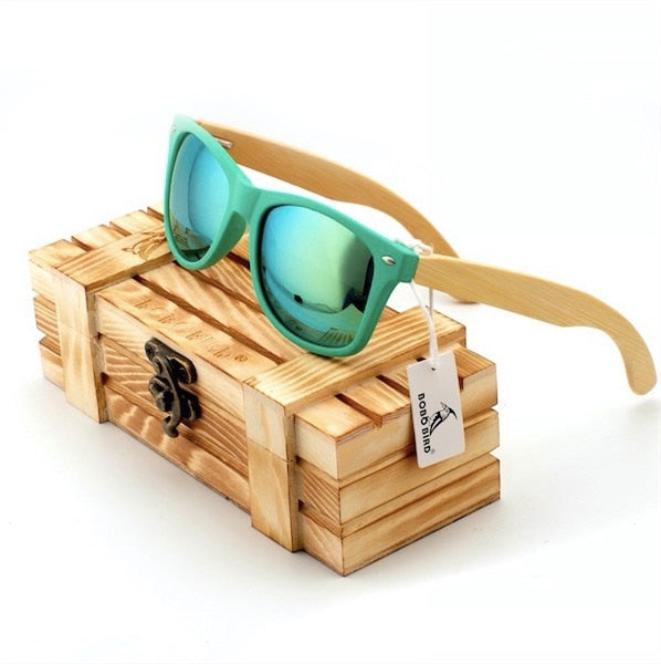 Fashion Polarized Eyewear Items Sunglasses Bamboo Wooden Holders Sunglasses for Driving Men and Women with Wooden Gift Box