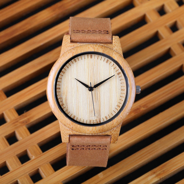 New Top Brand Anchors Design Bamboo Wood Watches Japan Quartz Wood Bamboo Wristwatches Genuine Leather Men Women Luxulry Watches