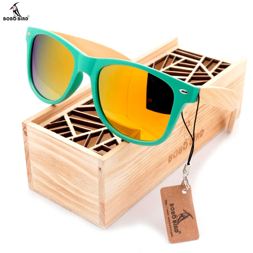 Fashion Polarized Eyewear Items Sunglasses Bamboo Wooden Holders Sunglasses for Driving Men and Women with Wooden Gift Box