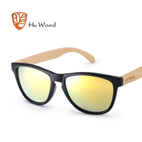 HU WOOD Brand Design Natural Bamboo Sunglasses Sea Gradient Lenses UV400 Driving Shade Mens Sunglasses Eyewear GR8012