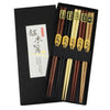 Chopsticks 5 pair Japanese Korean Food Wooden bamboo Red Black Handle Design Couple Reusable Chopstick Set Chop Stick with Case