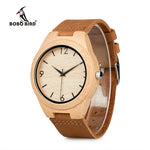 BOBO BIRD WA31A32 Bamboo Wooden Watches for Men Women Number Scales Leather Band Lovers Quartz Watch