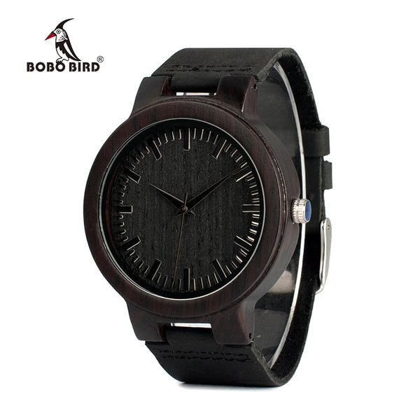 BOBO BIRD WC27 Men's Design Brand Luxury Wooden Bamboo Watches With Real Leather Quartz Watch in Gift Box accept OEM Customize