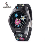 BOBO BIRD WP06 Fashion Colorful Print Wood Watch for Men Women Newest Imitate Embroidery Brand Design Quartz Watches as Gift