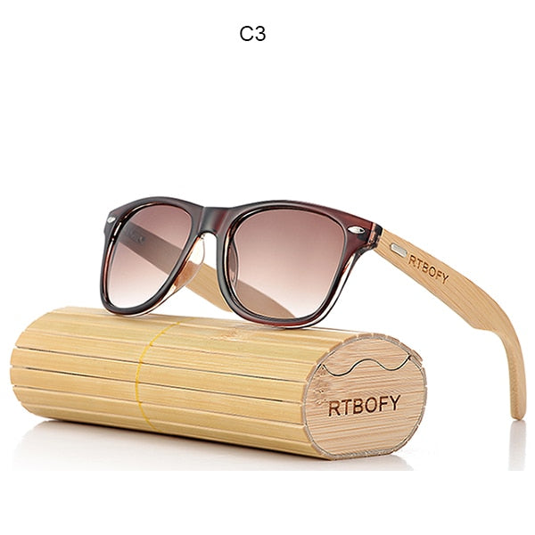 RTBOFY 2017 Retro Bamboo Wood Sunglasses Men Women Brand Designer Goggles Gold Mirror UV400 Eyewear