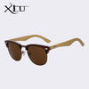 XIU Half Metal Bamboo Sunglasses Men Women Brand Designer Glasses Mirror Sun Glasses Fashion Gafas Oculos De Sol UV400