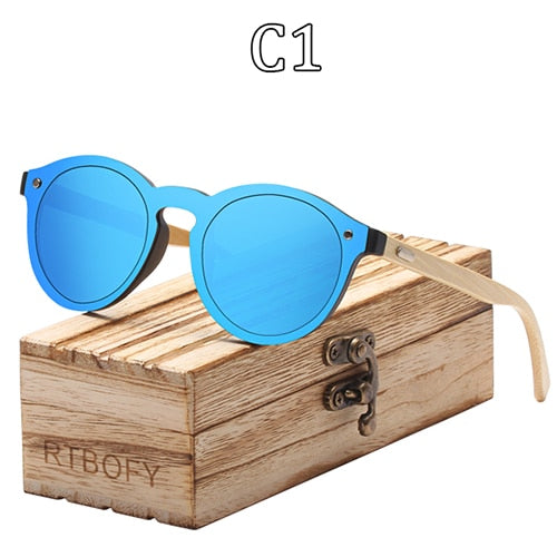 RTBOFY Wood Sunglasses for Women & Men Bamboo Frame Glasses Handmade Wooden Eyeglasses, with Free Bamboo Gift Case