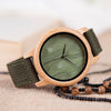 BOBO BIRD D11 Bamboo Wood Watches for Women Men Brand Design Green Nylon Straps Watch Drop Shipping in Box