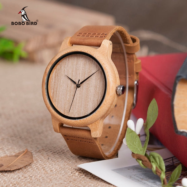 DROP SHIPPING BOBO BIRD Timepieces Bamboo Wooden Watches for Men and Women With Leather Strap relogio masculino C-A19