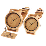 BOBO BIRD Lovers Wood Watches for Women Men Leather Band Bamboo Couple Casual Quartz Watches OEM as Gift