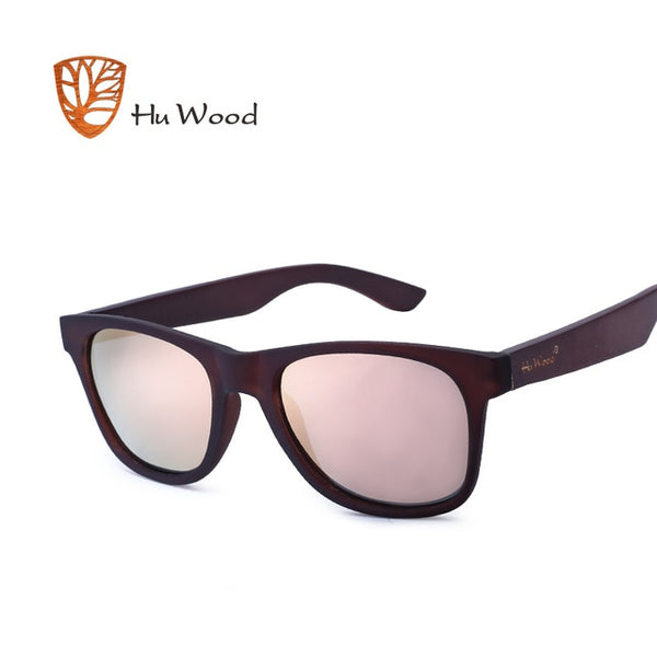 HU WOOD Bamboo Sunglasses Polarized For Unisex Rectangle Plastic Frame Fashion Sun Glasses Women Driving Fishing UV400 GR8007