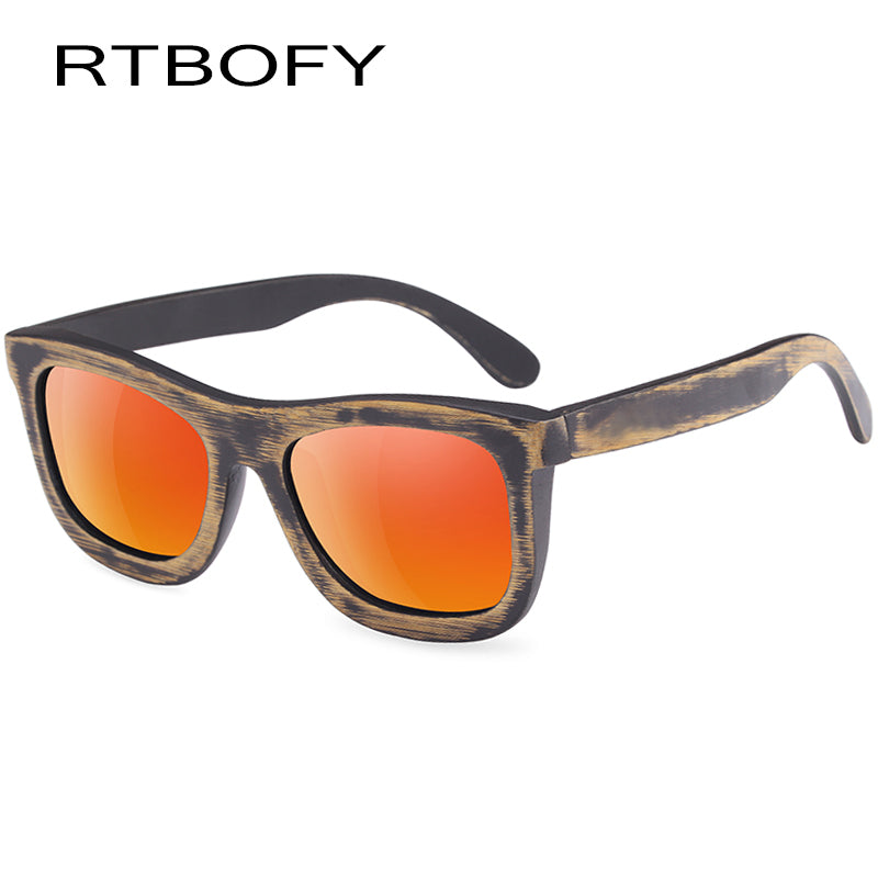 RTBOFY  100% Handmade Bamboo Wood Sunglasses Men & Women Polarized Lenses Glasses Vintage Design Shades UV400 Protection Eyewear