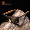 HU WOOD Natural Bamboo Sunglasses for Men Zebra Wood Sun Glasses Polarized Sun glasses Rectangle Lenses Driving UV400 GRS8002