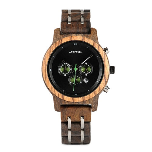 2018 BOBO BIRD Wood Watches Timepieces for Men and Women Functional Stop Wrist Watch Date Display Wooden Gifts Box  C-P18N