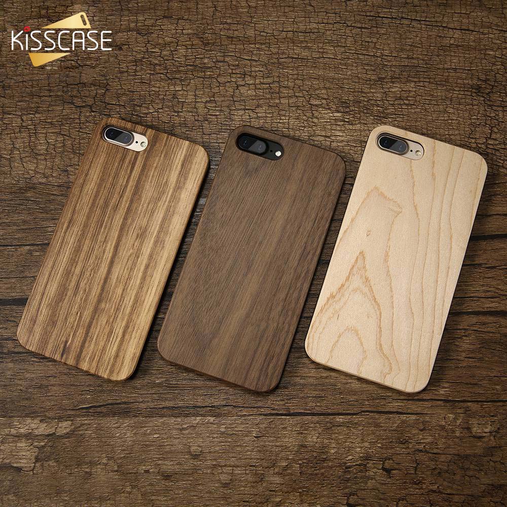 KISSCASE Geniune Bamboo Case For iPhone 6 6s Plus 100% Natural Wood Cover For iPhone 5 5s SE X 7 8 Plus 6 6s Xr Xs Max Funda Bag