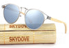 SKYDOVE Polarized Bamboo Sunglasses Women Round Alloy Oval Mirror Sunglasses Girls  Mirror Wood Sunglasses Polarized Kids