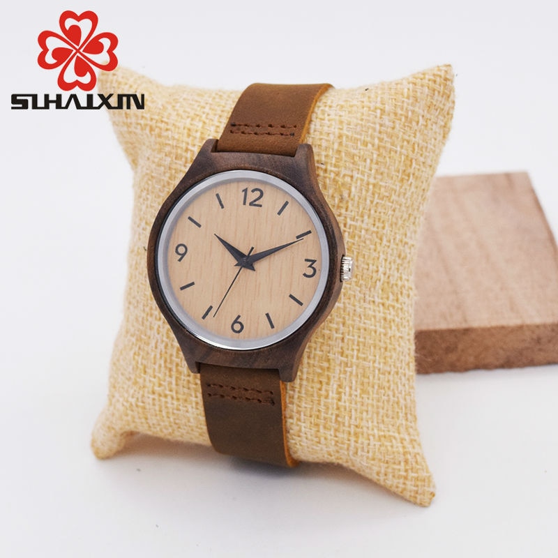 SIHAIXIN Minimalist Bamboo Wood Woman Watch Top Brand Luxury Leather Quartz Wooden Watch Female Cheap Lady With Free Shipping