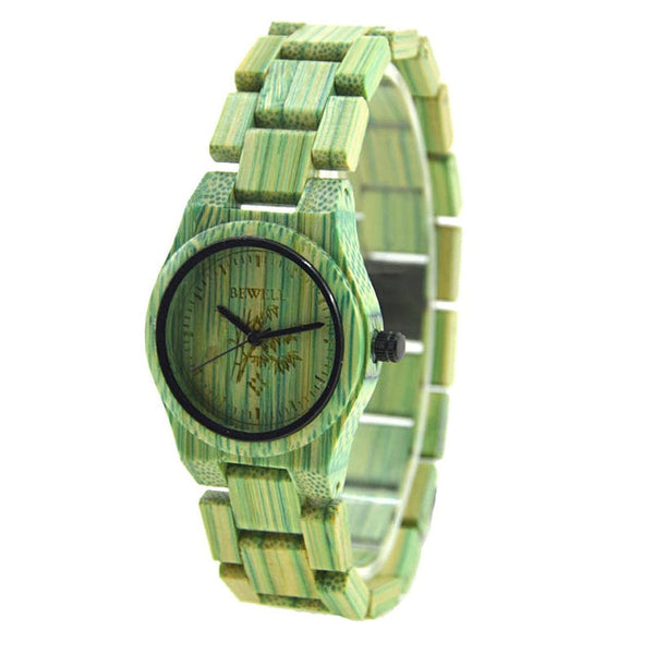 BEWELL 105DL Nature Handmade Colorful Bamboo Wood Watch Women Analog Quartz Fashion WristWatch with Mix Colors Free Shipping