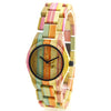 BEWELL 105DL Nature Handmade Colorful Bamboo Wood Watch Women Analog Quartz Fashion WristWatch with Mix Colors Free Shipping