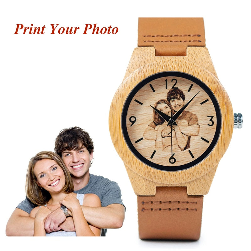 BOBO BIRD Creative Gift Wood Watch Men Women Photos UV Printing on Wooden Watch OEM Customized Gift