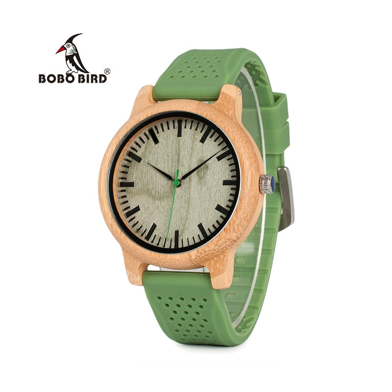 BOBO BIRD Relogio Masculino Watches Women Brand Bamboo Men Watch Silicone Band Quartz Wristwatches relogio feminino W-B06