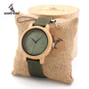 BOBO BIRD Mens Natural Wood Bamboo Watches Womens Vintage Wooden Watch relogio masculino Green Dial Nylon Strap in Wood box