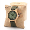 BOBO BIRD Mens Natural Wood Bamboo Watches Womens Vintage Wooden Watch relogio masculino Green Dial Nylon Strap in Wood box