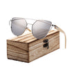 BARCUR Bamboo Cat Eye Sunglasses Polarized Metal Frame Wood Glasses Lady Luxury Fashion Sun Shades With Box Free