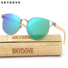 SKYDOVE Wood Sunglasses UV400 Alloy Women Luxury Sunglasses With Box Bamboo Sunglasses Women Sun Glasses