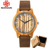 SIHAIXIN Bamboo Wooden Watch Male Minimalist Roman Quartz Watch For Women Man Top Brand Luxury Leather Female Wood Clock Men