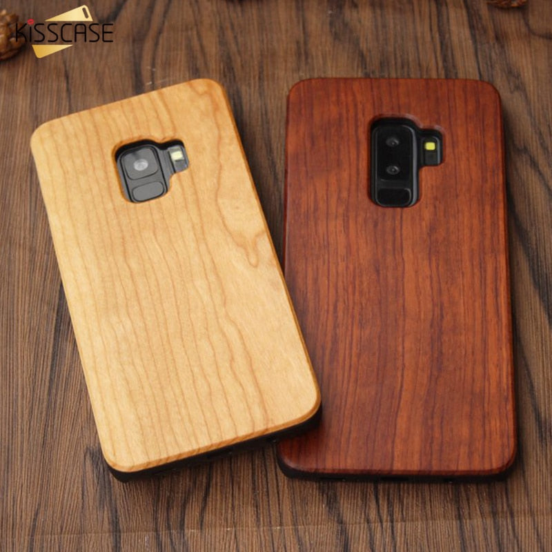 KISSCASE Luxury Real Wood Bamboo Case For Samsung Galaxy S7 S6 edge Case Vintage Wooden Case For Samsung S8 S9 Plus Phone Cover