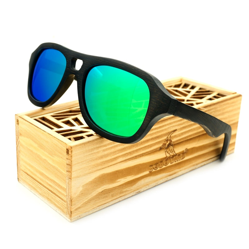 BOBO BIRD Men Wood Women Sun glasses Ladies Polarized Mirrored Coating Bamboo Wooden Sunglasses Lady Gifts