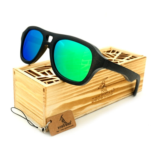 BOBO BIRD Men Wood Women Sun glasses Ladies Polarized Mirrored Coating Bamboo Wooden Sunglasses Lady Gifts