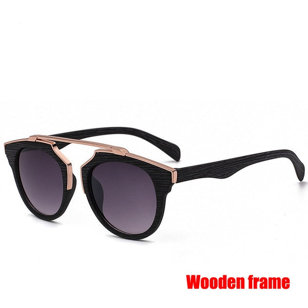 LeonLion 2018 Retro Imitation Wood Grain Sunglasses Men/Women Brand Designer Classic Bamboo Sun Glasses Men Driver Oculos De Sol