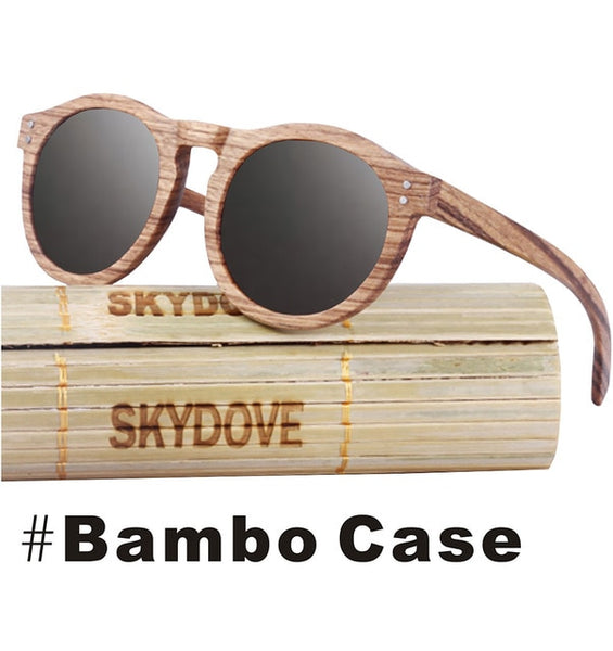 SKYDOVE Reto Wooden Sunglasses Female Zebra 2018 Women Wood Sunglasses Round  Goggle Polarized Bamboo Wood Sunglasses Men