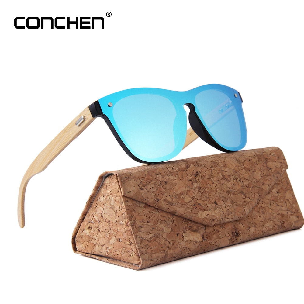 CONCHEN Wooden Sunglasses For Women Fashion Brand Designer UV400 Mirror Lenses Bamboo Sunglasses For Men 2018 New Arrival