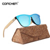 CONCHEN Wooden Sunglasses For Women Fashion Brand Designer UV400 Mirror Lenses Bamboo Sunglasses For Men 2018 New Arrival