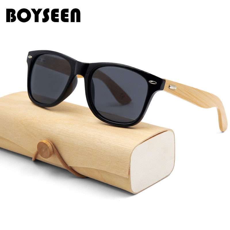 BOYSEEN Retro Wood Sunglasses Men Bamboo Sunglass Women Brand Design Sport Goggles Gold Mirror Sun Glasses Shades lunette oculo