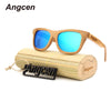 Angcen 2018 New Men Women Sun Glasses Bamboo Glass Sunglasses au Retro Vintage Wood Lens Wooden Frame Handmade with bamboo box