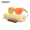 Angcen 2018 New Men Women Sun Glasses Bamboo Glass Sunglasses au Retro Vintage Wood Lens Wooden Frame Handmade with bamboo box