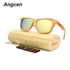 Angcen 2018 New Men Women Sun Glasses Bamboo Glass Sunglasses au Retro Vintage Wood Lens Wooden Frame Handmade with bamboo box