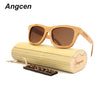 Angcen 2018 New Men Women Sun Glasses Bamboo Glass Sunglasses au Retro Vintage Wood Lens Wooden Frame Handmade with bamboo box