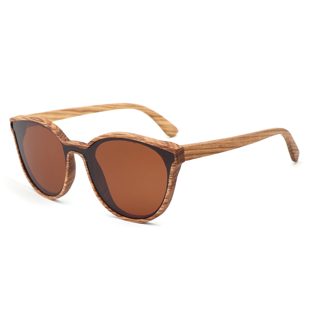 BerWer 2018 New Product Wood Sunglasses Women/Men Round Bamboo Sun Glasses zebra Wooden Frame glasses with cork case