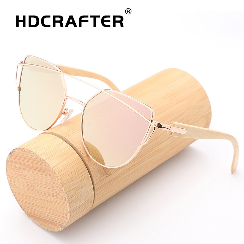 Cat Eye Sunglasses Women Brand Designer Vintage Sunglasses Ladies Bamboo Sun Glasses Retro Shades Oculos de sol Feminino UV400