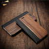 KISSCASE Wood Case For iPhone 8 7 6S Plus Cases Genuine Bamboo Flip Leather Wallet Stand Coque For iPhone 6 6s XS Max X 10 Case