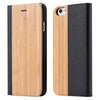 KISSCASE Wood Case For iPhone 8 7 6S Plus Cases Genuine Bamboo Flip Leather Wallet Stand Coque For iPhone 6 6s XS Max X 10 Case