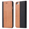 KISSCASE Wood Case For iPhone 8 7 6S Plus Cases Genuine Bamboo Flip Leather Wallet Stand Coque For iPhone 6 6s XS Max X 10 Case