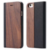 KISSCASE Wood Case For iPhone 8 7 6S Plus Cases Genuine Bamboo Flip Leather Wallet Stand Coque For iPhone 6 6s XS Max X 10 Case