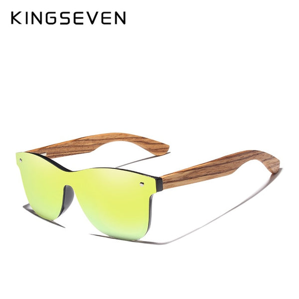 KINGSEVEN 2019 Handmade Brand Design Zebra Polarized Sunglasses Men/Women Mirror Lens Original Wood Eyewear Oculos de sol