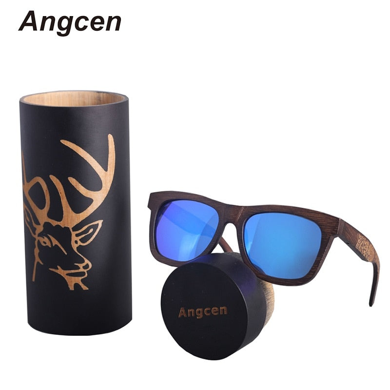 Angcen Unisex Polarized Sunglasses Men driving wood bamboo handmade Vintage Retro sunglasses Women Brand designer eyewear